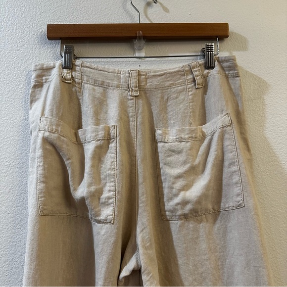 Anthropologie Pilcro Cargo Culottes Linen Blend Cropped Pants Cream Size 6 - Picture 8 of 12